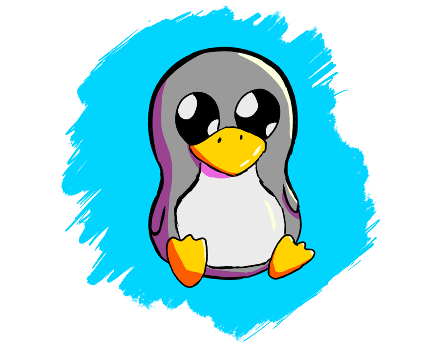 Il·lustració d'un pingüí inspirada en Tux, la mascota de Linux.